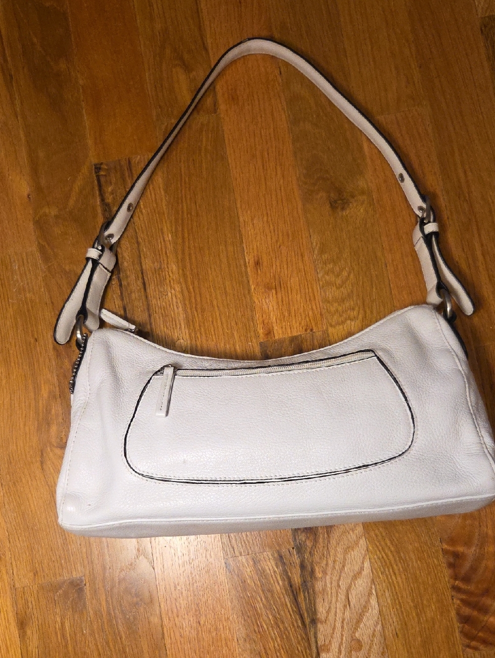 Tig & Co White Leather Baguette Shoulder Bag Y2K Minimalist Purse